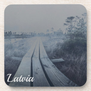 Foggy swamp landscape coaster