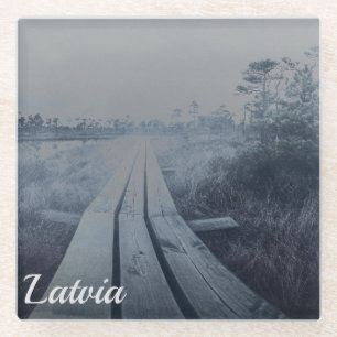 Foggy swamp landscape glass coaster