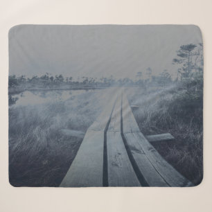 Foggy swamp landscape sherpa blanket