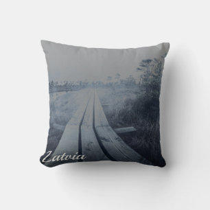 Foggy swamp landscape throw pillow