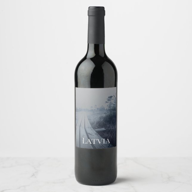 Foggy swamp landscape wine label (Front)
