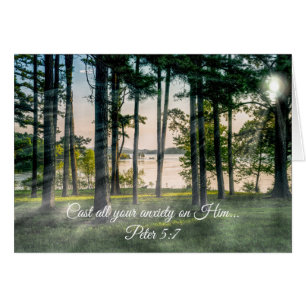 Foggy Trees At Table Rock Bible Verse Blank Card
