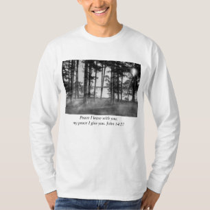 Foggy Trees At Table Rock Grayscale Bible Verse T-Shirt