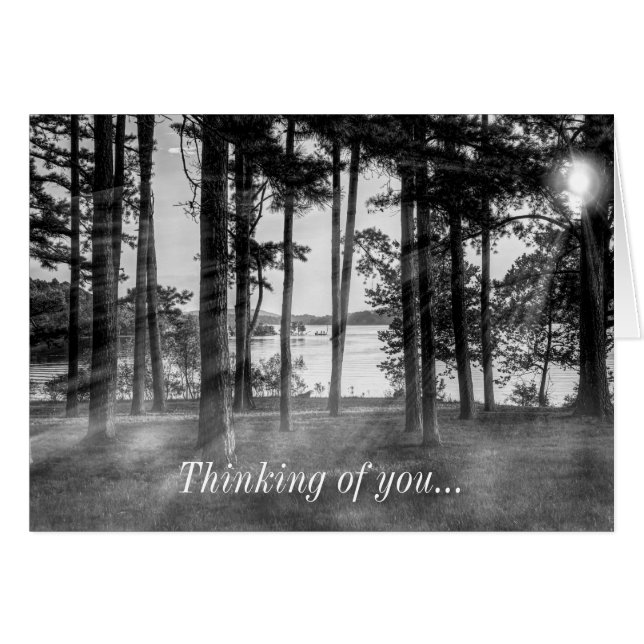 Foggy Trees Table Rock Grayscale Thinking of you (Front Horizontal)