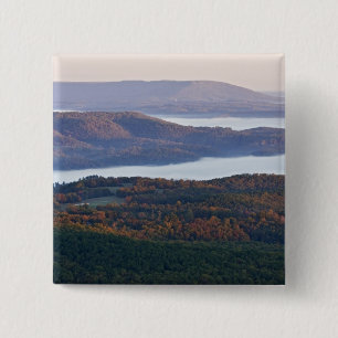Foggy valleys and fall foliage in Ozark 2 Inch Square Button