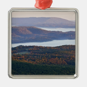 Foggy valleys and fall foliage in Ozark Metal Ornament