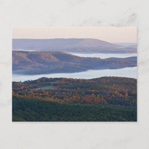 Foggy valleys and fall foliage in Ozark Postcard