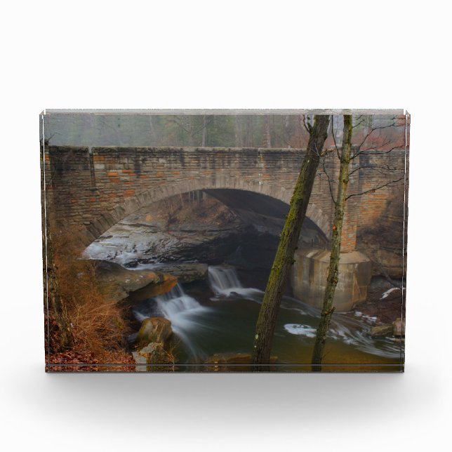 Foggy Waterfall Bridge Photo Block (Front)