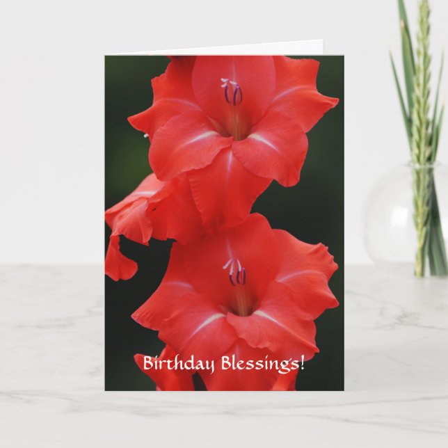 Foi Belle Fleurs Rouges Carte Anniversaire (Devant)