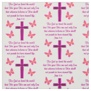 FOI FILLED CROSS ET BUTTERFLY JOHN 3:16 TISSU
