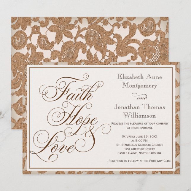 Foi Lace d'automne Espoir & Amour Faire-part de ma (Devant / Derrière)