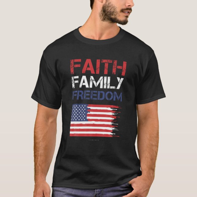 Foi Liberté familiale Patriotique Usa TShirts Amér (Devant)