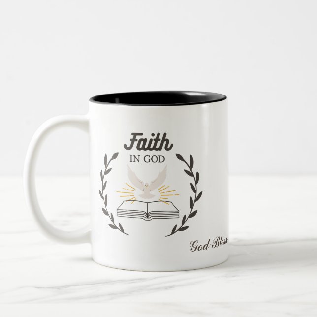 Foi personnalisée en Dieu, Dieu vous bénisse Mug C (Gauche)