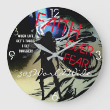 " FOI SUR PEUR ! " HORLOGE DU MUR ROND 4 HEURES !