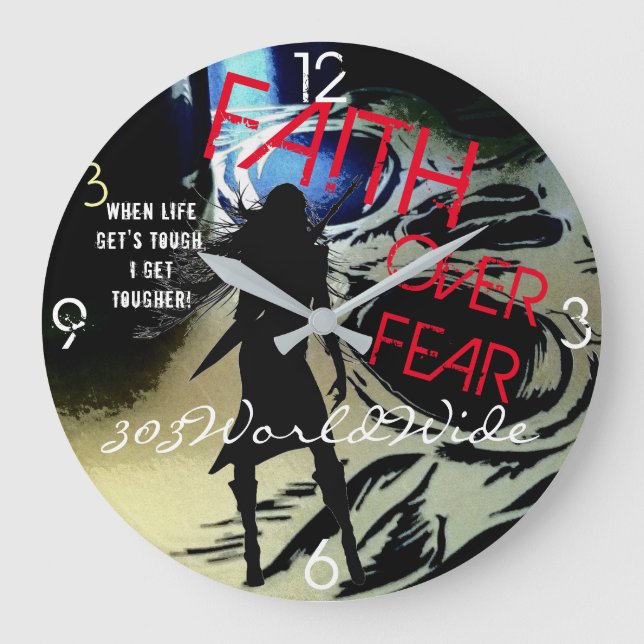 " FOI SUR PEUR ! " HORLOGE DU MUR ROND 4 HEURES ! (Recto)