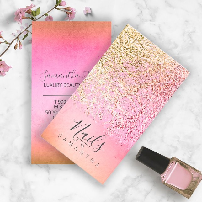 Foil Abstract Gold Peach ID775 Business Card (Creator Uploaded)