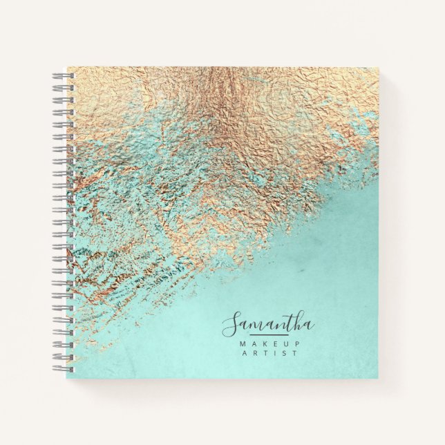 Foil Abstract Gold Teal ID775 Notebook (Front)