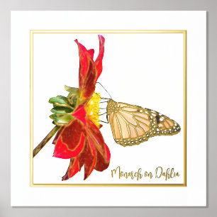 Foil Accent Monarch Butterfly on Dahlia Print