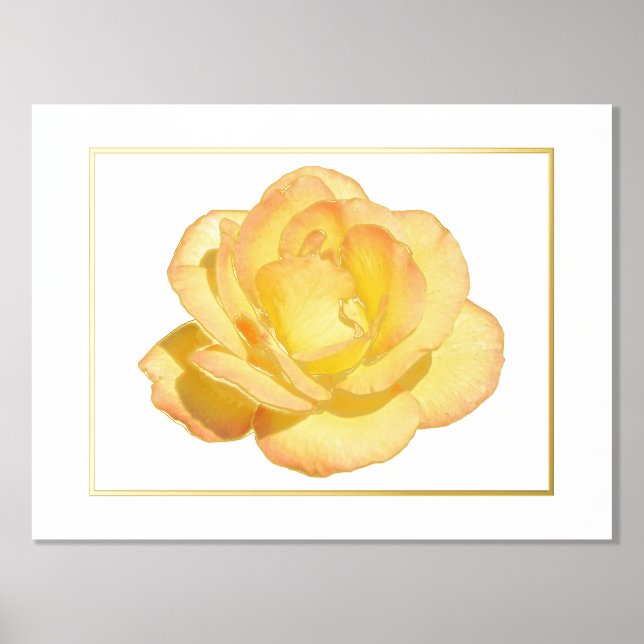Foil Accent Yellow Rose Print Poster (Front)