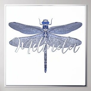 Foil Accented Dragonfly & Personalization Print 