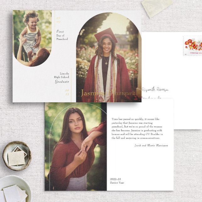 Foil Arch 2 Photo Puis/Maintenant Faire-part de di (Créateur téléchargé)