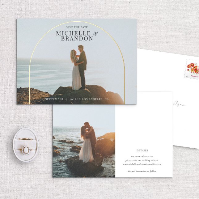 Foil Arch Detail Full Photo Elegant Save the Date (Creator Uploaded)