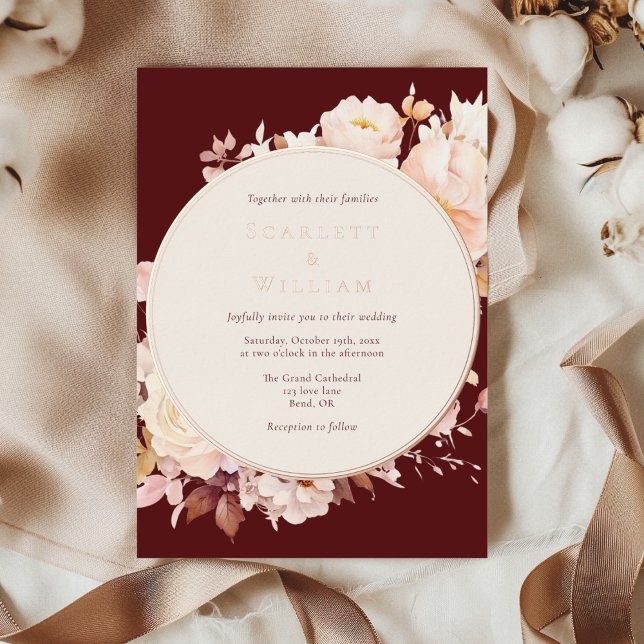 FOIL Autumn Floral Burgundy Cream Wedding (Creator Uploaded)