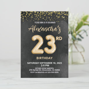 Foil Balloon 23rd Birthday Invitation