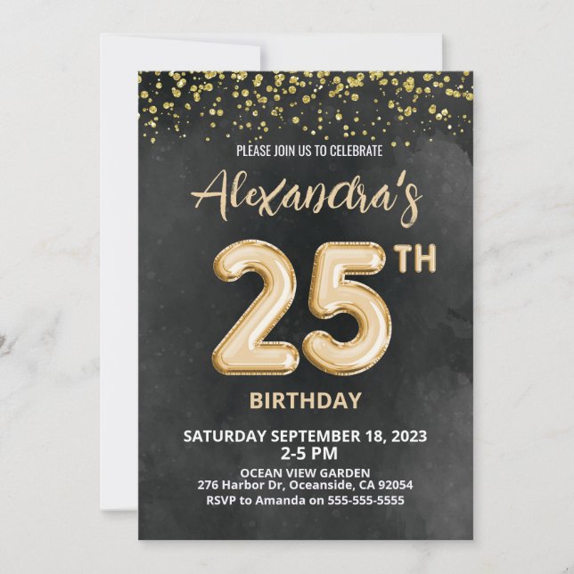 Foil Balloon Invitation 25e anniversaire (Devant)