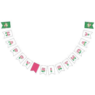 Foil Balloon Letters Melon Happy Birthday Bunting Flags