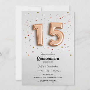 Foil Balloons Quinceañera Invitation