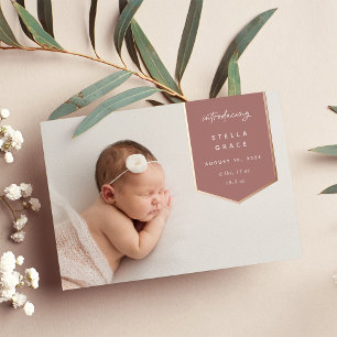 Foil Banner Overlay Photo Birth Announcement