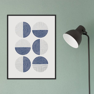 Foil Blue Circle Geometric Art Print Poster