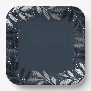 Foil Branches Christmas Party  Paper Plate