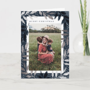 Foil Branches Merry Christmas Photo Frame Holiday Card