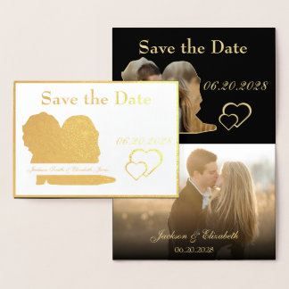 Foil Bride and Groom Wedding Save the Date Photo Card