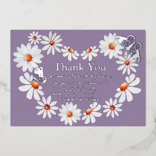 Foil Butterfly and Watercolor Daisy Hear Thank You