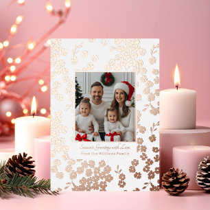 Foil Christmas Card Template Photo Floral Holiday