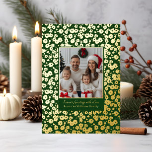 Foil Christmas Card Template Photo Flowers Texture