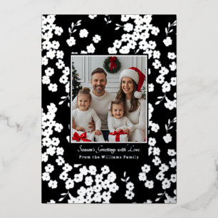 Foil Christmas Card Templates 2 Photo Floral Black
