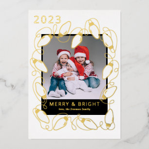 Foil Christmas Lights Photo Card