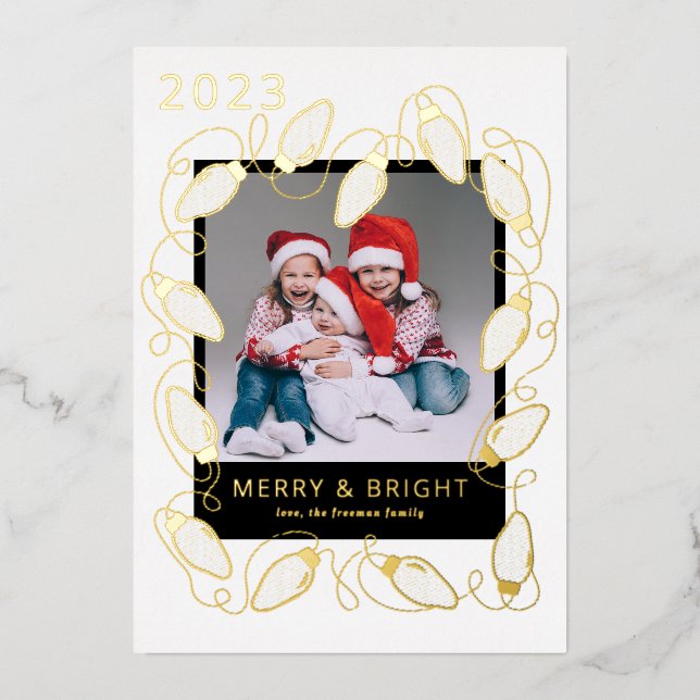 Foil Christmas Lights Photo Card (Front)