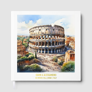 Foil Colosseum watercolor rome italy wedding Guest Book
