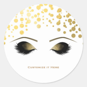 Foil Confetti Dots Gold Makeup Eyelashes Glam Classic Round Sticker