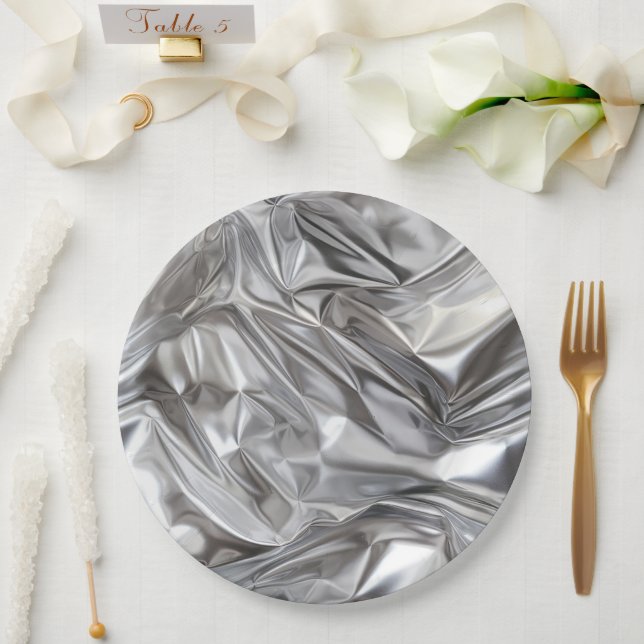 Foil Crinkle Pattern Paper Plate (Wedding)