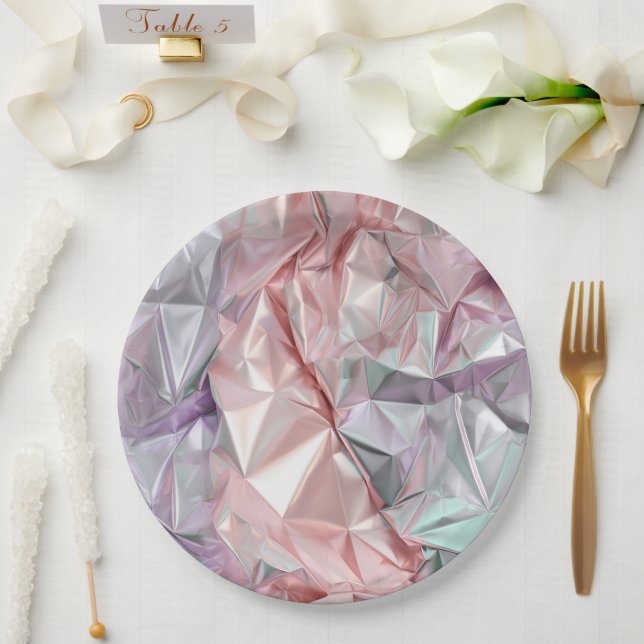 Foil Crinkle Pattern Paper Plate (Wedding)