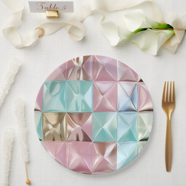 Foil Crinkle Pattern Paper Plate (Wedding)
