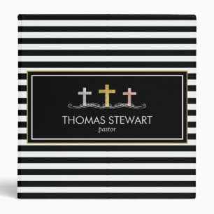 Foil Cross Trio Striped Religious Binder