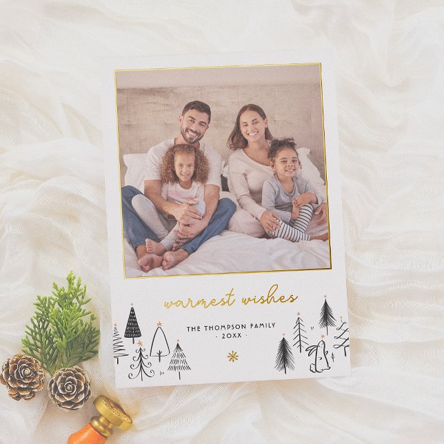 Foil Cute Christmas Trees Greeting Photo Holiday (Creator Uploaded)