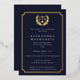 Foil+Dark Navy JD Law School Graduation Party